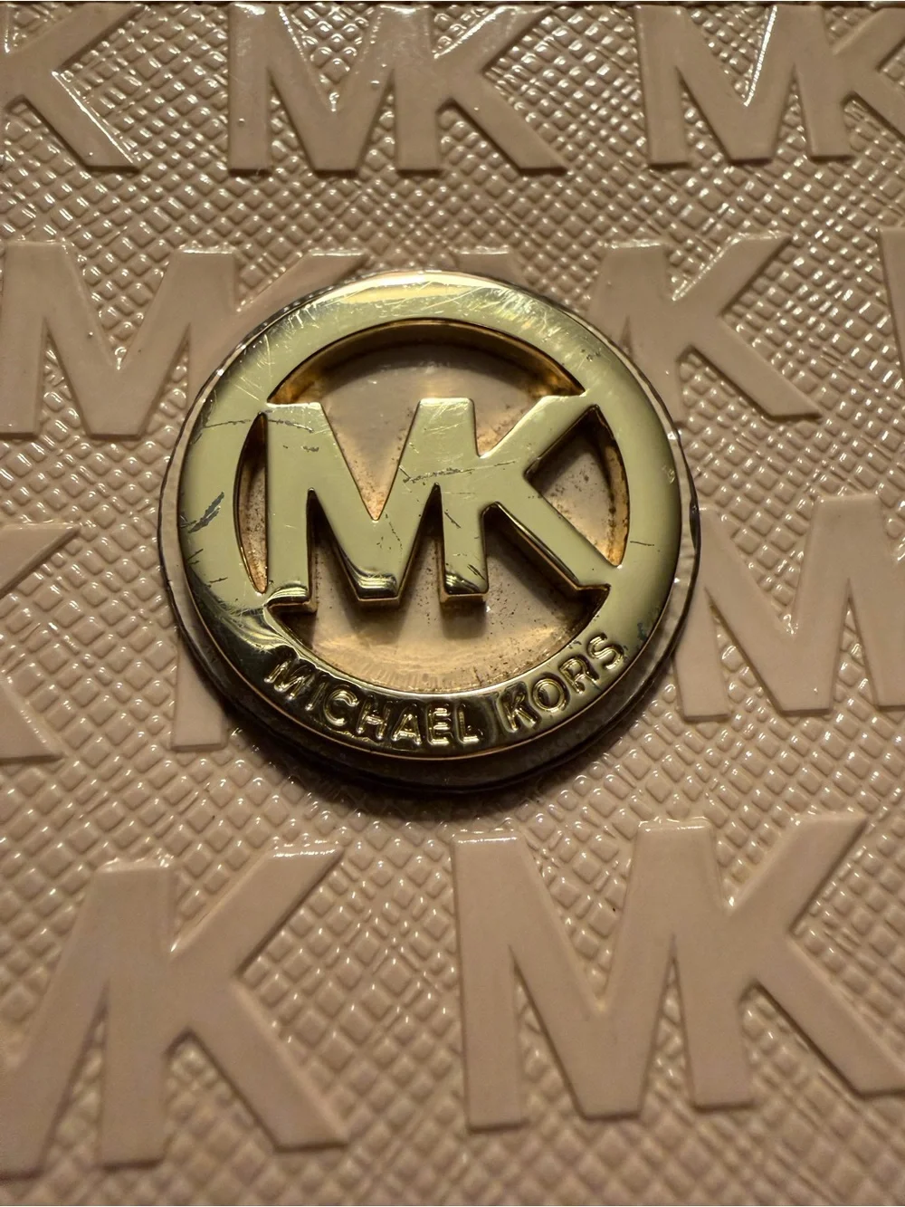 Michael Kors Nude Patent Logo Wristlet Clutch